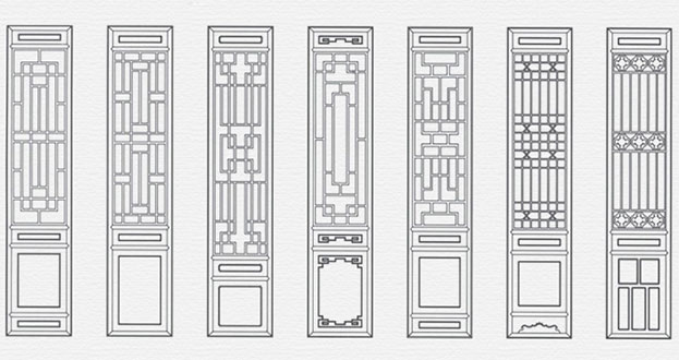 洪江常用中式仿古花窗图案隔断设计图